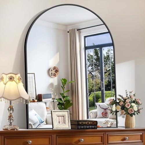 CIRCUMI Arched Wall Mirror, 36"x48" Black Arched Mirror with Tempered Glass, Metal Frame, Large Size for Bathroom, Living Room,Entryway,Over Sink, Arch Mirror for Decor,Shatterproof&Crystal-Clear | Amazon (US)