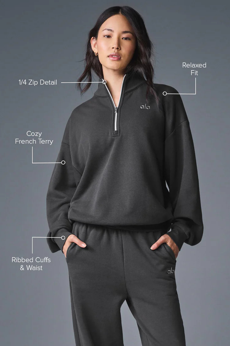 Accolade 1/4 Zip Pullover - Black | Alo Yoga (US)