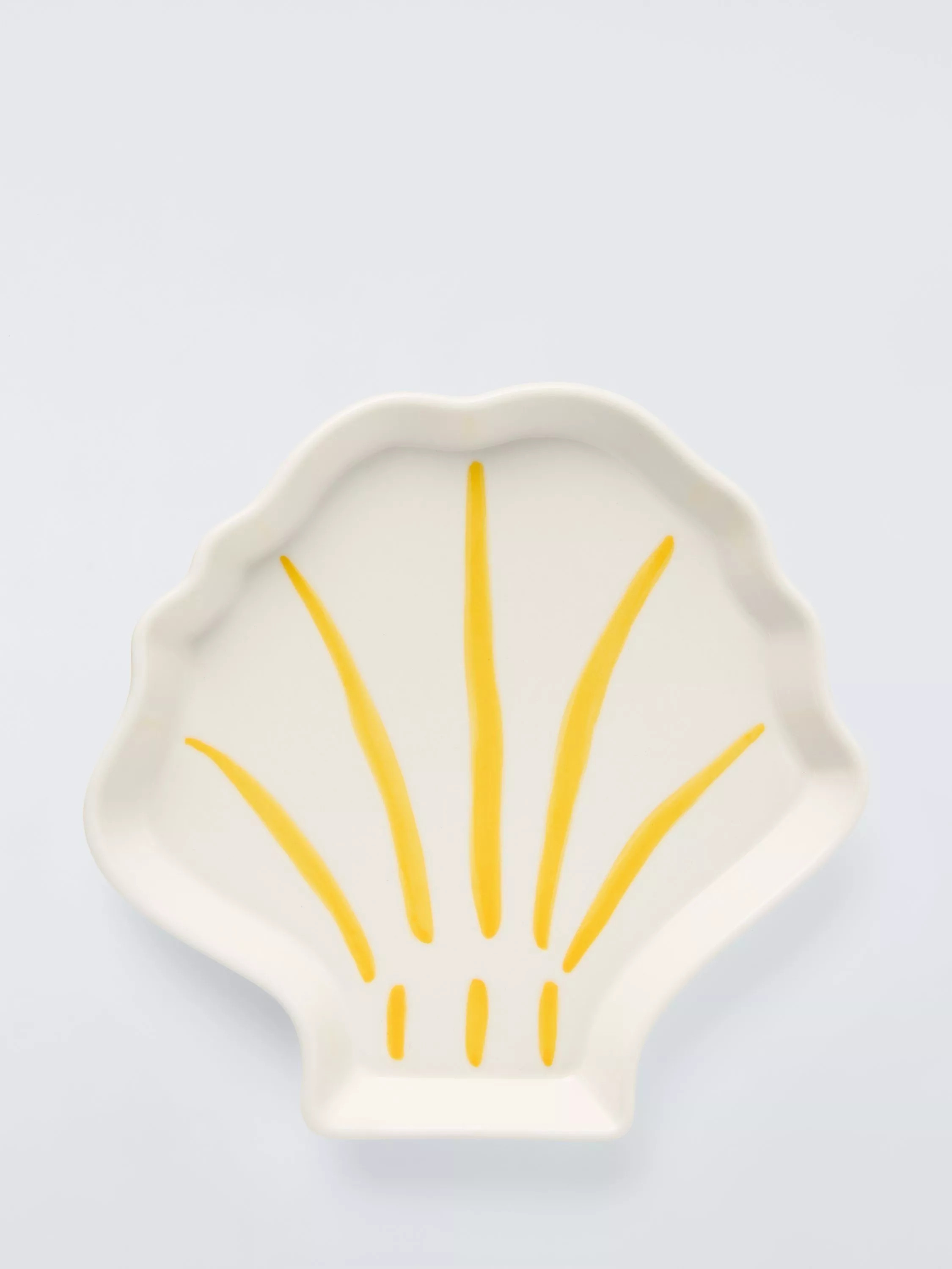 John Lewis Hand Painted Small Stoneware Shrimp Plate, 17cm, White/Yellow | John Lewis (UK)