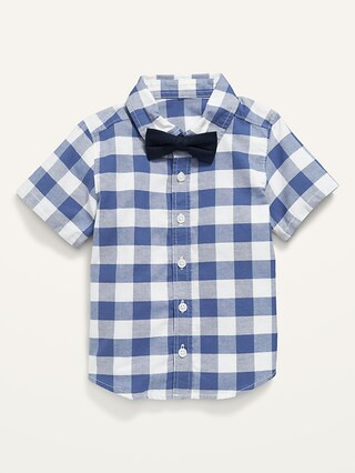 Short-Sleeve Gingham Shirt & Bow-Tie Set for Toddler Boys | Old Navy (US)