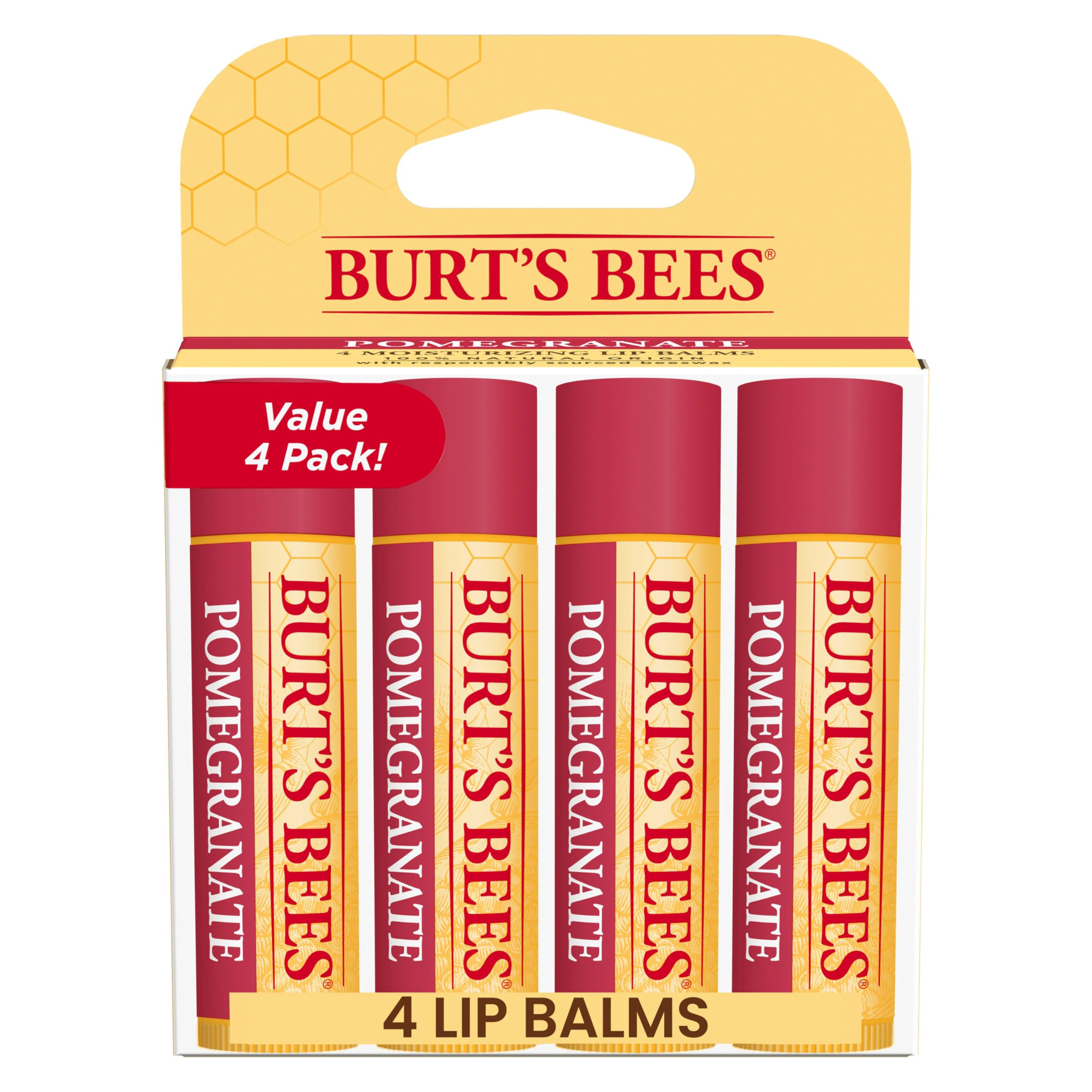 Amazon.com : Burt's Bees Lip Balm - Pomegranate, Lip Moisturizer With Responsibly Sourced Beeswax... | Amazon (US)