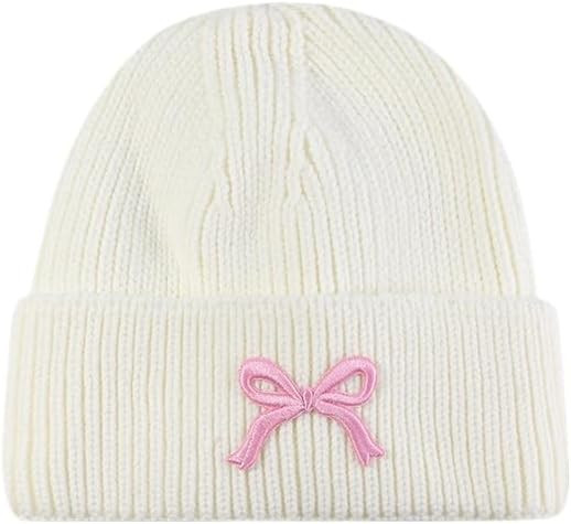Women's Cute Bow Tie Beanie Fashion Knit Skull Cap Winter Warm Knitted Hats Y2k Aesthetic Accesso... | Amazon (US)