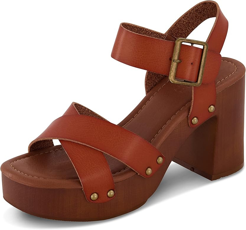 Dunes Women's Patsy Faux Wood Sandal +Comfort Foam & LiteSole Technology, Wide Widths Available | Amazon (US)