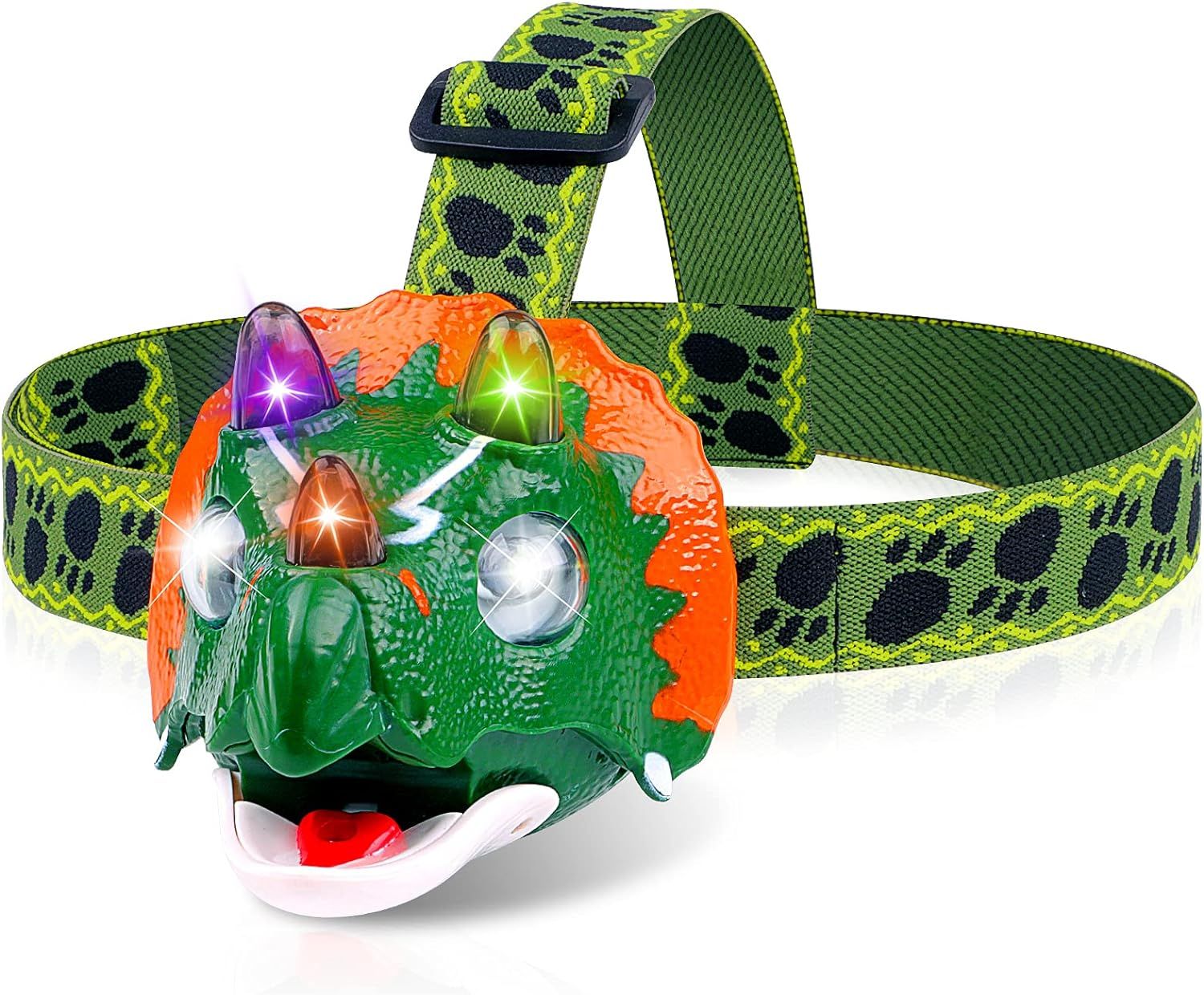 Triceratops LED Headlamp - Dinosaur Headlamp for Kids Camping Essentials | Dinosaur Toy Head Lamp... | Amazon (US)