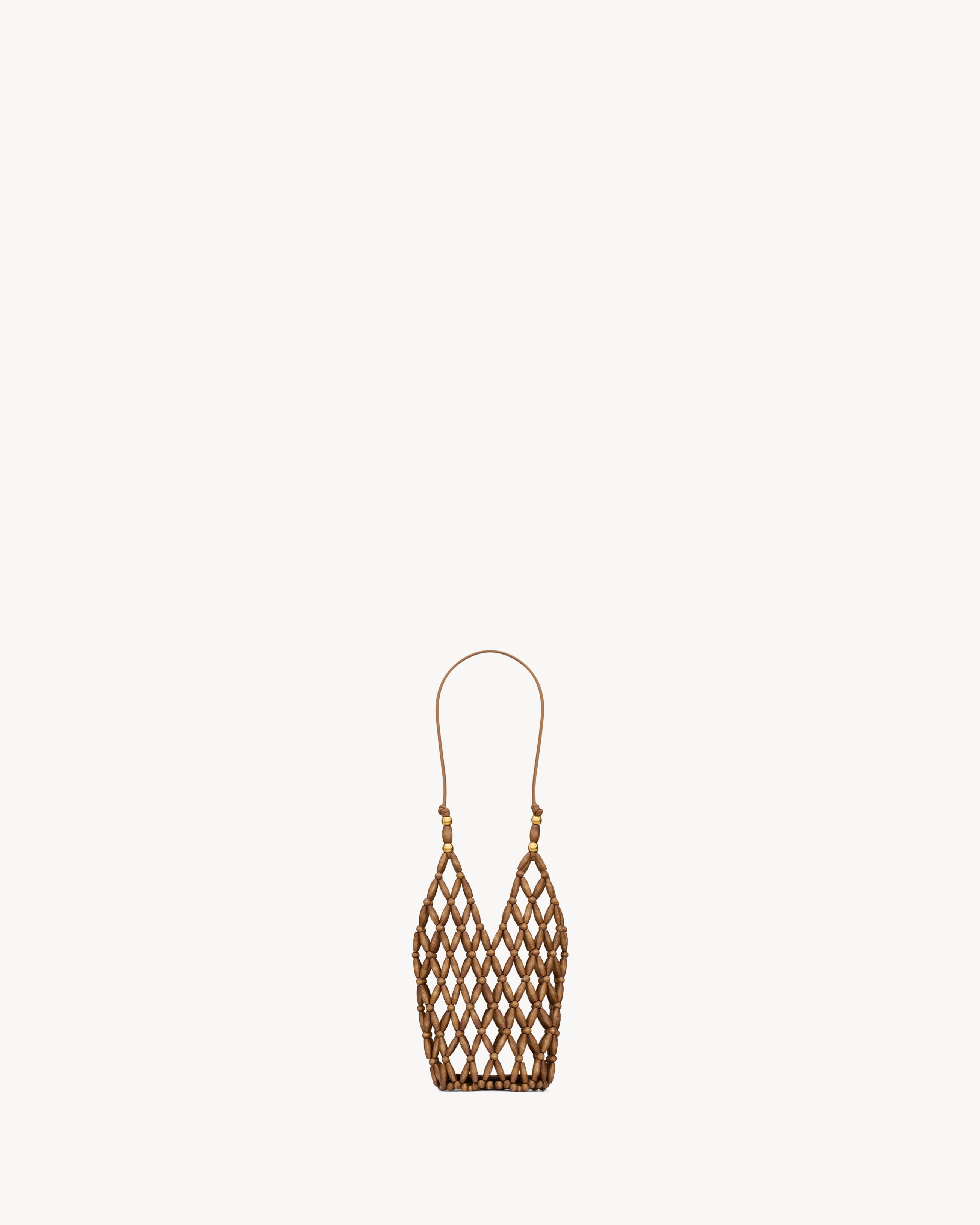 CASSANDRE mini bucket in wood beads in Brown | Saint Laurent | YSL US | Saint Laurent Inc. (Global)