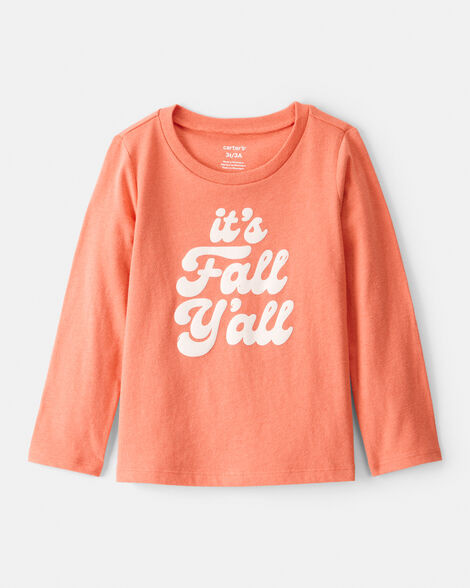 Toddler Girl It's Fall Y'all Long-Sleeve Graphic Tee - Orange | Carter's Inc