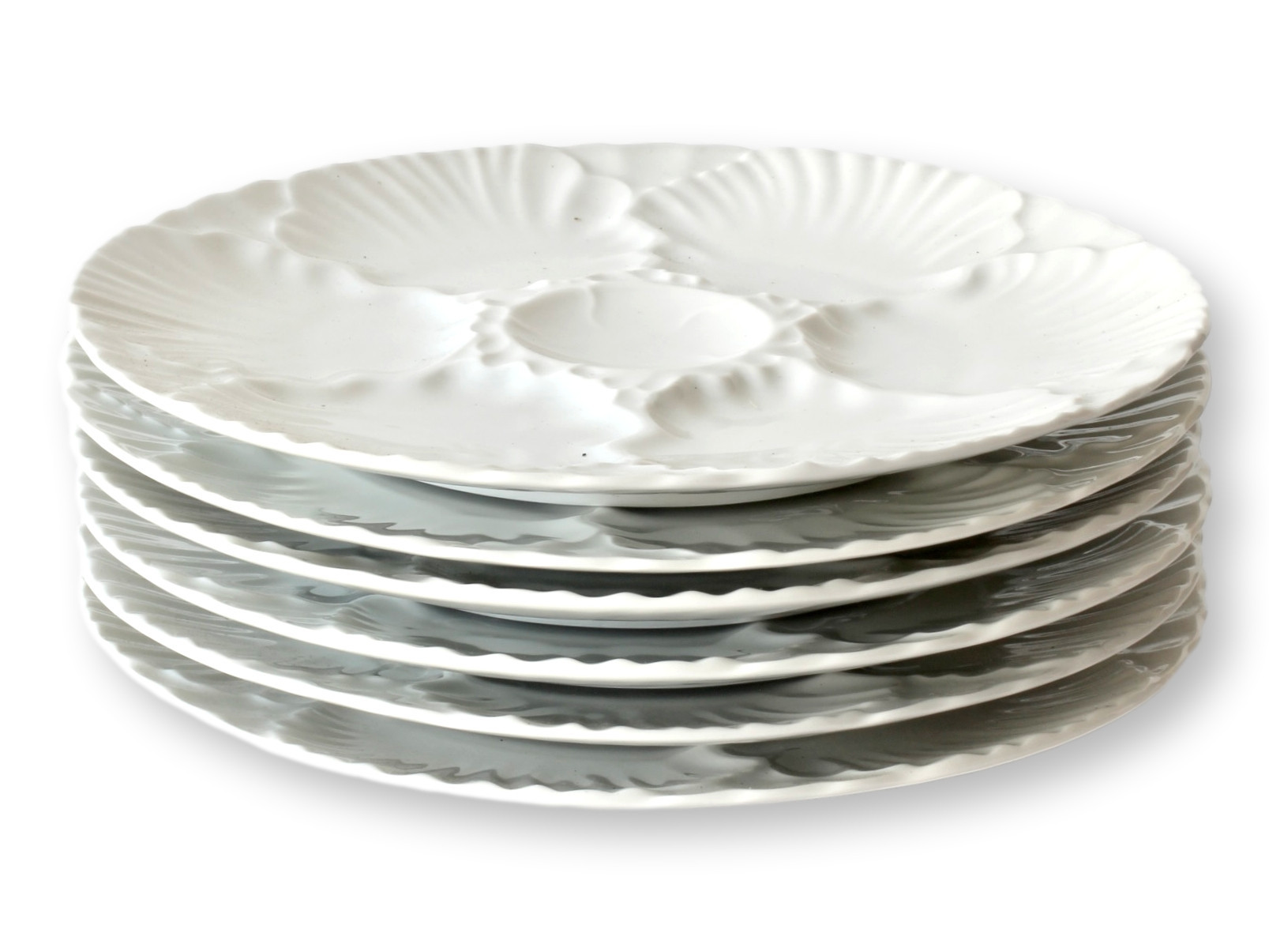 Midcentury White Porcelain Oyster Plates - Rose Victoria | One Kings Lane