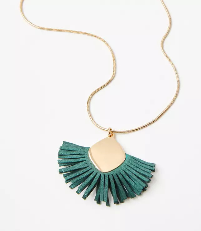 Faux Leather Tassel Pendant Necklace | LOFT