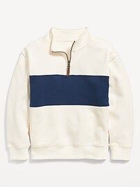 Long-Sleeve Color-Blocked Quarter-Zip Sweatshirt for Boys | Old Navy (US)