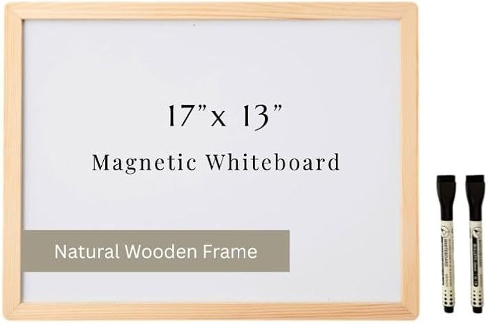 Magnetic Dry Erase Board Wooden Frame with Two Magnetic Dry Erase Markers, Modern Free Standing o... | Amazon (US)