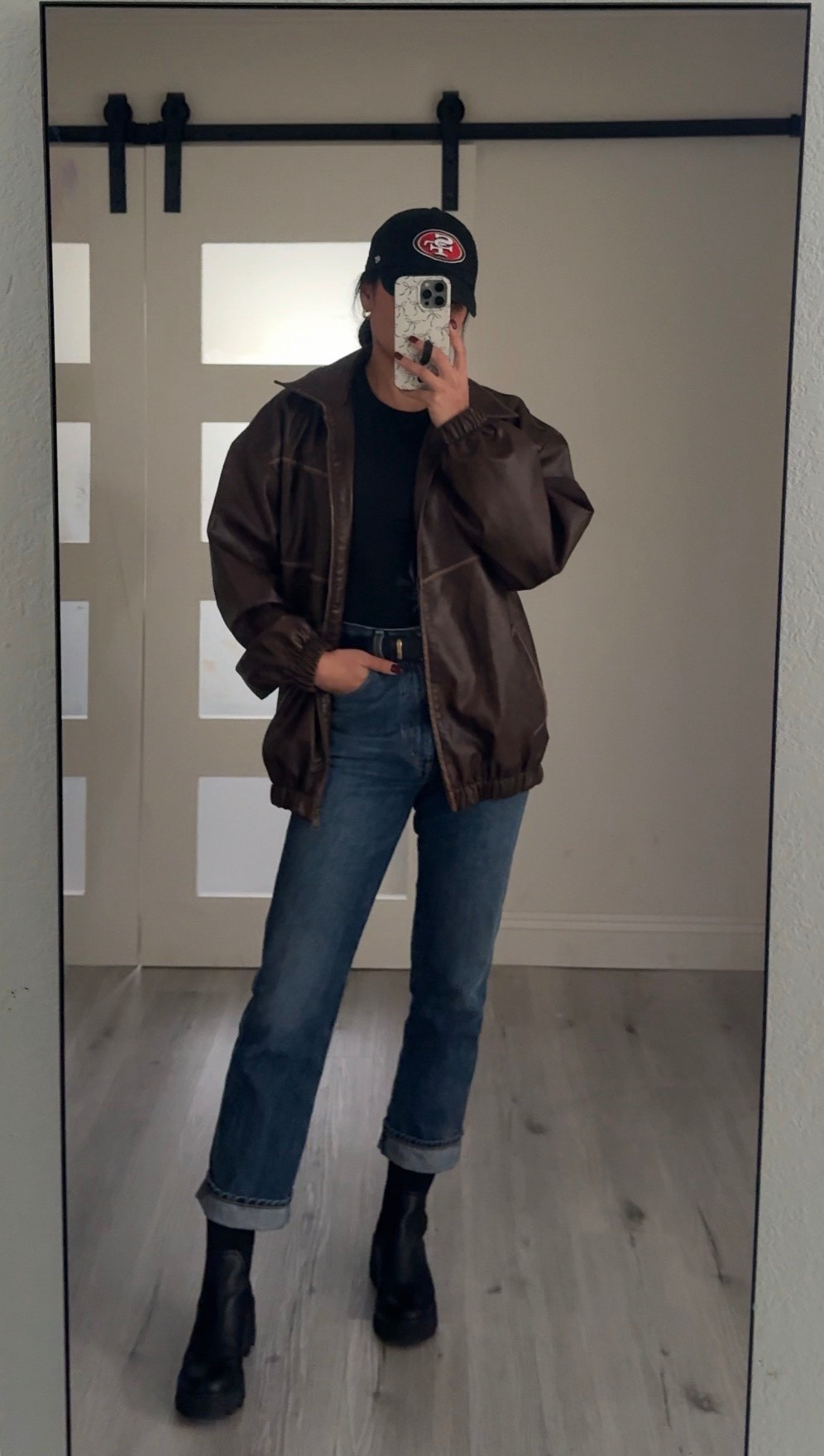 Wearing size medium in faux leather jacket for an oversized look. Jeans and booties are true to size - booties are on sale right now and my favorite!!

#LTKSaleAlert #LTKootd