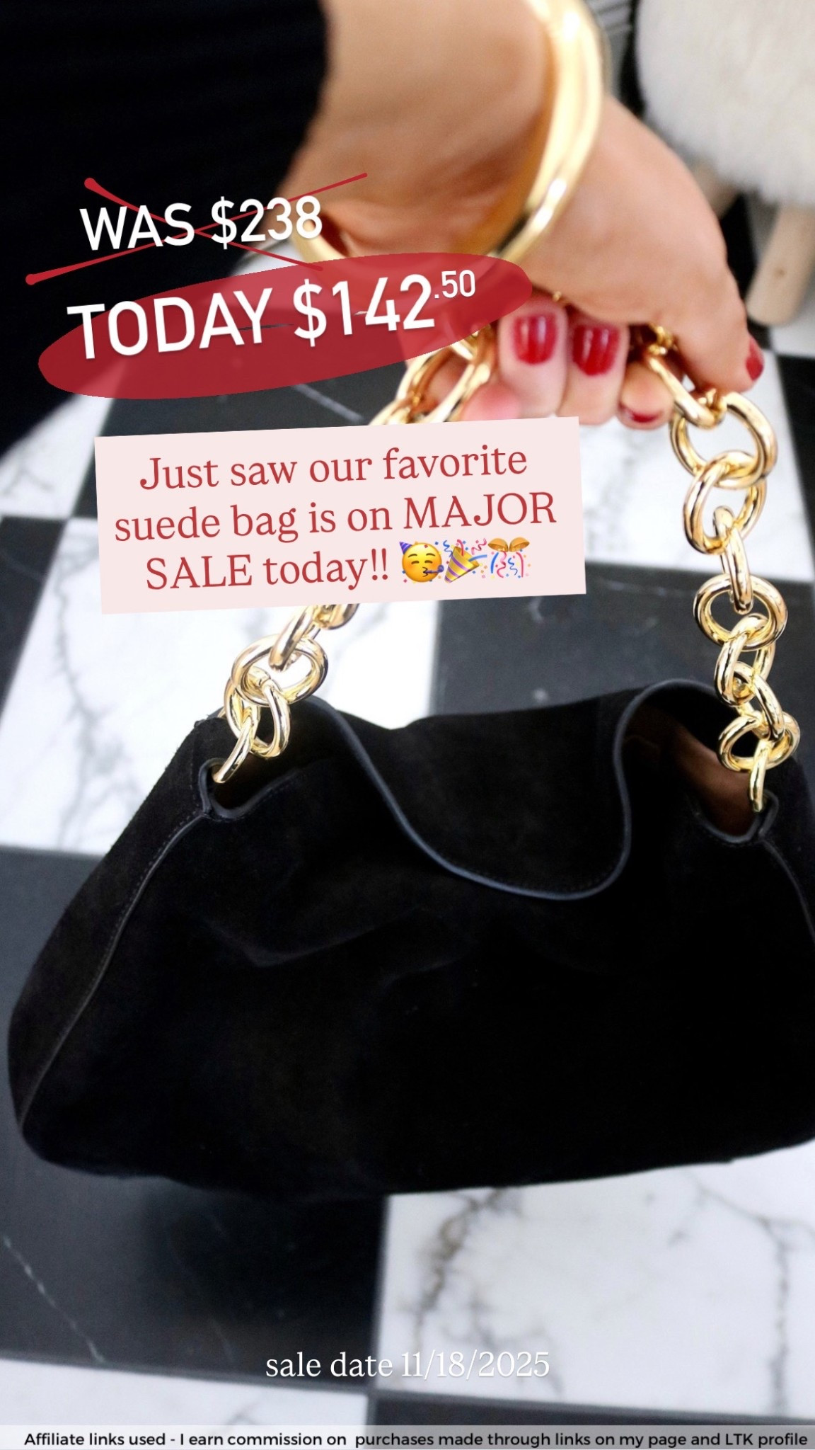 Black suede bag on MAJOR sale today!🥳🎉🎊 (*sale date 11/18/2025)

#LTKSaleAlert