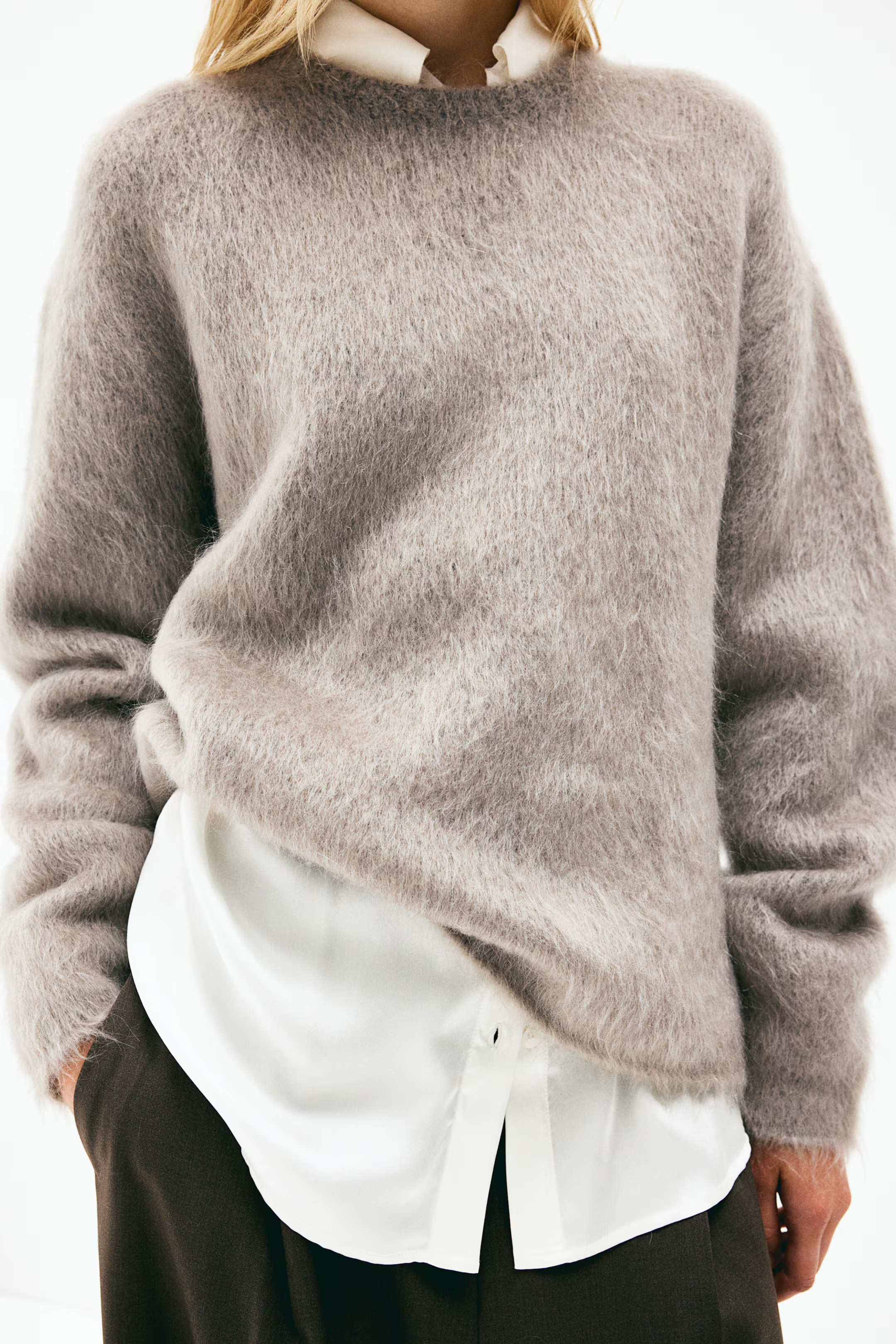 Mohair-blend jumper - Greige - Ladies | H&M GB | H&M (UK, MY, IN, SG, PH, TW, HK)