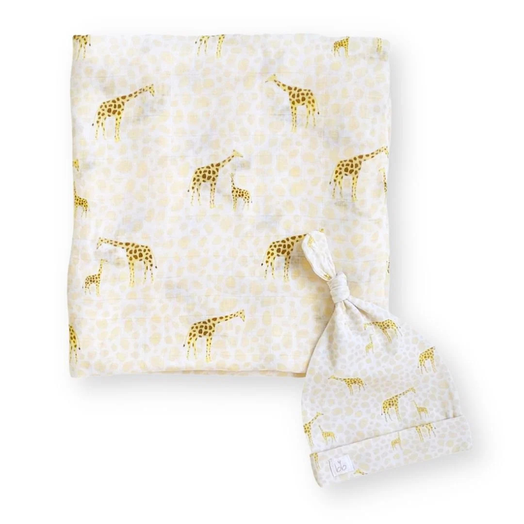Bamboo Muslin Swaddle Blanket & Topknot Set - Into the Wild | Bundled Baby