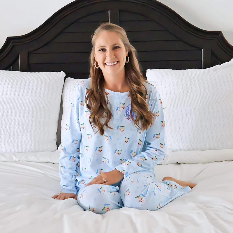 Vintage Santa Blue Women's Pajamas | Classic Whimsy