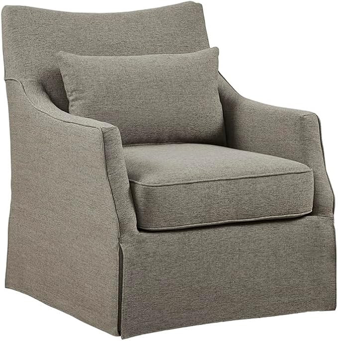 Martha Stewart London Swivel Chair, Solid Wood, Plywood, Skirted Metal Base Accent Armchair, Lumb... | Amazon (US)