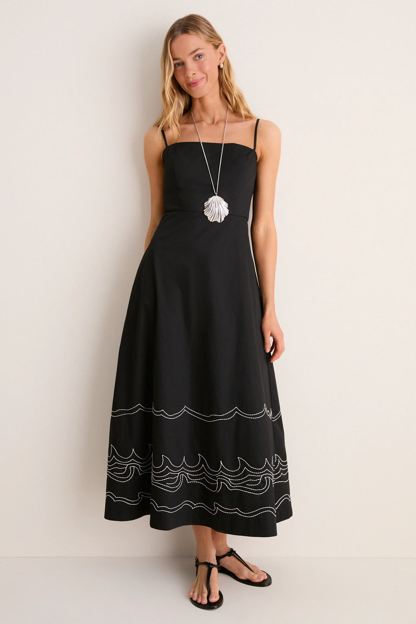 Black Embroidered Cotton Rhea Maxi Dress | Tuckernuck (US)