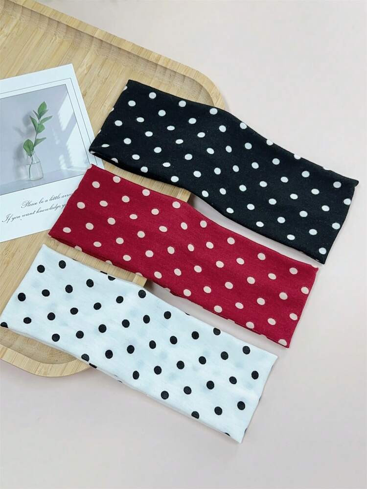 1 Pieza/2 Piezas/3 Piezas Diadema Elástica De Tela Con Estampado De Lunares Elegante Y Dulce Para Mujer, Adecuada Para Uso Diario, Fitness, Correr, Yoga, Banda Para El Cabello Absorbente Del Sudor, Accesorio De Moda Para El Cabello, Diadema De Estilo Bohemio, Accesorios Elegantes Para El Cabello De Otoño E Invierno Para Mujer, Lazos Para Atuendos De Vacaciones | SHEIN