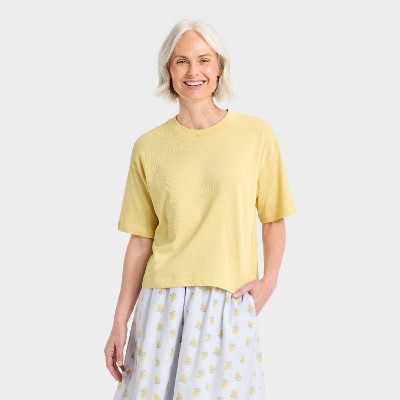 Women's Short Sleeve Vintage Cotton Shirt - Universal Thread™ Yellow XS | Target
