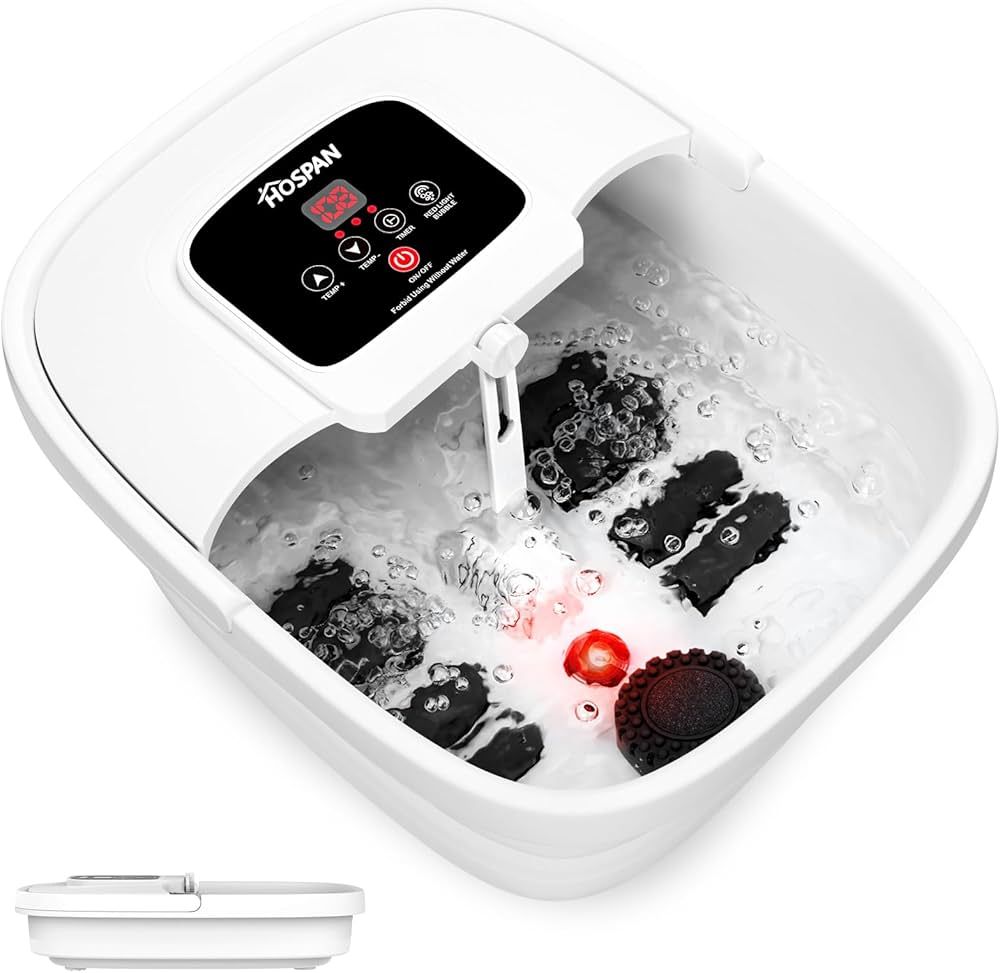 Collapsible Foot Spa with Heat, Bubble, Red Light, and Temperature Control, Foot Bath Massager wi... | Amazon (US)
