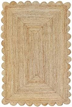 Scalloped Natural Jute Area Rug, Natural Color (8'X10') | Amazon (US)