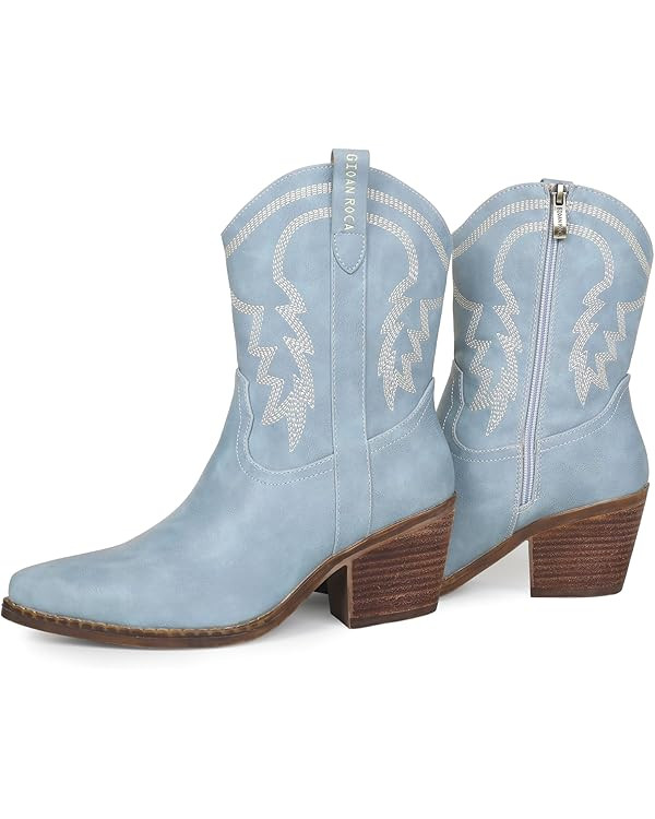 Western Cowgirl Ankle Boot for Women with Embroidered Comfy Fashion Vintage Boot Wide Calf Horse ... | Amazon (US)