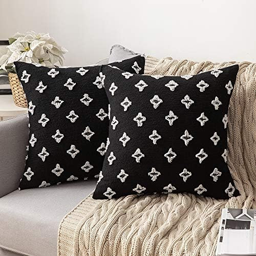 Amazon.com: MIULEE Set of 2 Decorative Throw Pillow Covers Rhombic Jacquard Pillowcase Soft Squar... | Amazon (US)