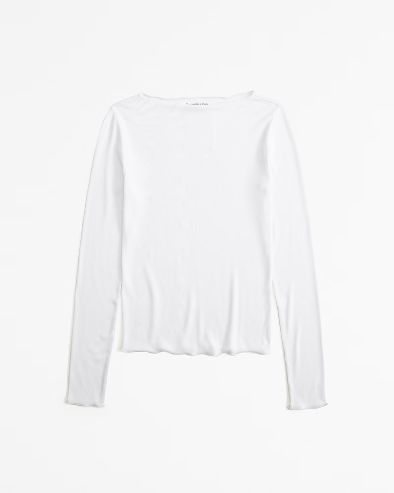 Long-Sleeve Featherweight Rib Slash Top | Abercrombie & Fitch (US)