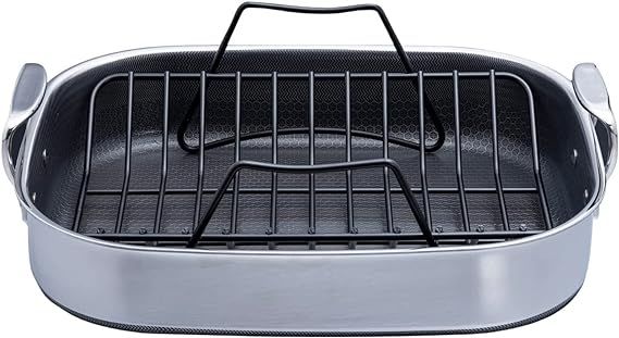 HexClad Hybrid Nonstick Roasting Pan with Rack, Dishwasher and Oven Friendly, Compatible with All... | Amazon (US)