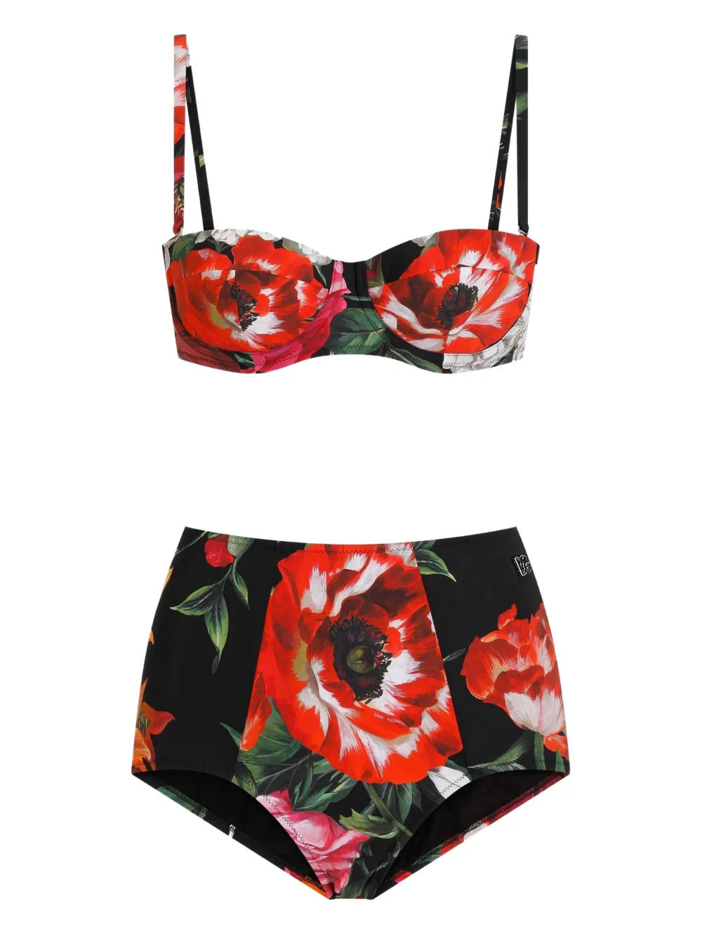 Dolce & Gabbana floral-print bikini set - Black | Farfetch Global