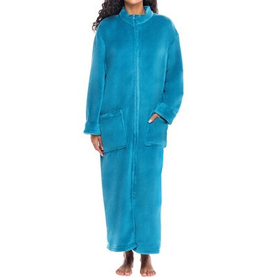 ADR Long Zip Up Robes for Women, Plush Zipper Robes for Women Plus Size, Housecoats for Women Zipper Front Turquoise 2X | Target