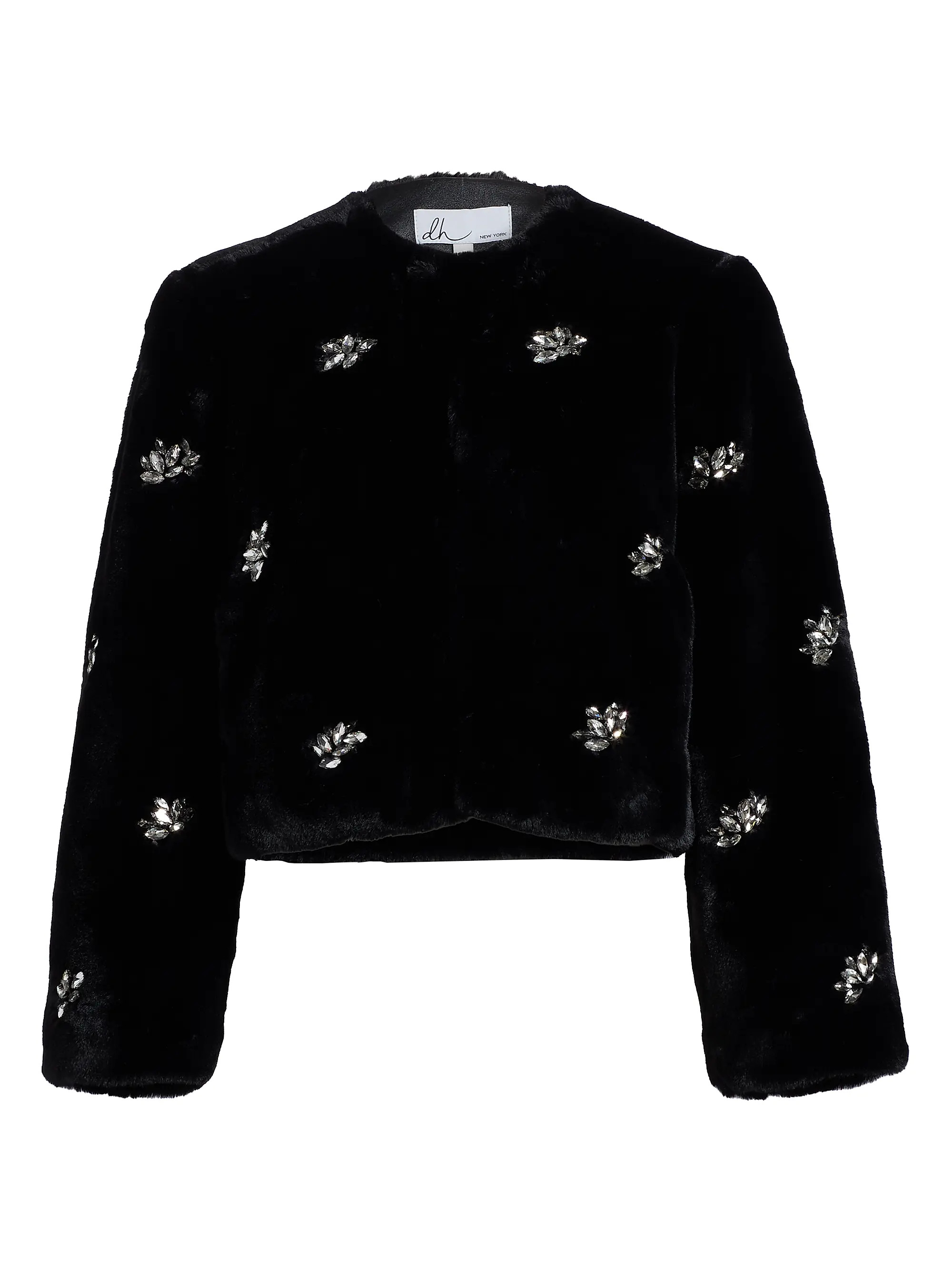 Monique Crystal-Embellished Faux-Fur Jacket | Saks Fifth Avenue