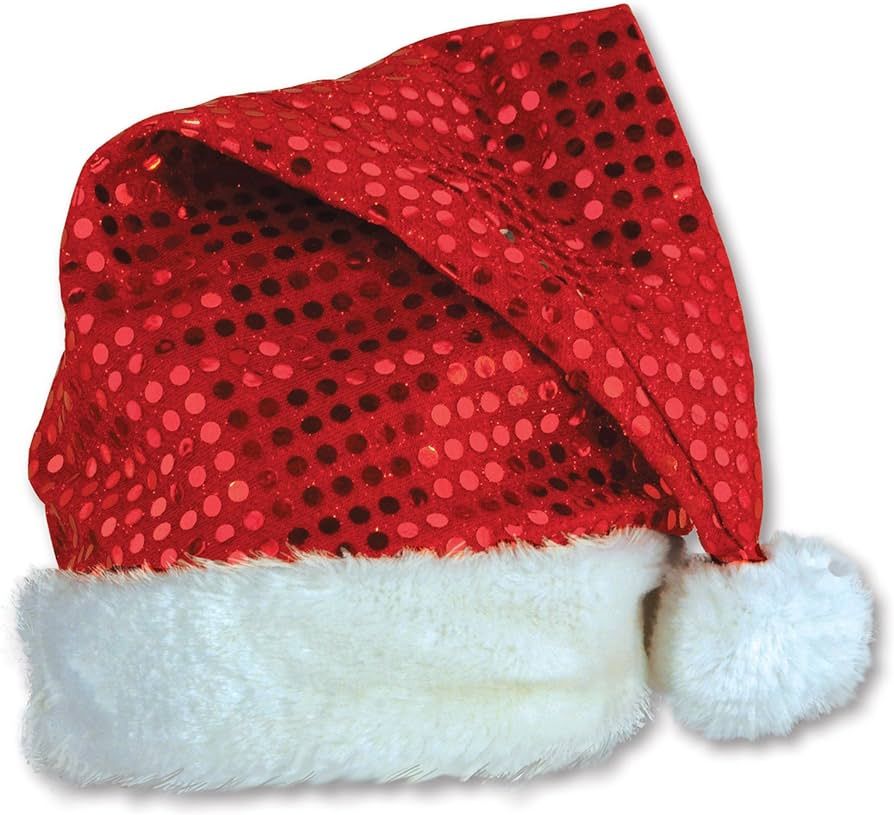 Sequin-Sheen Santa Hat Party Accessory, 1 piece,Red/White | Amazon (US)