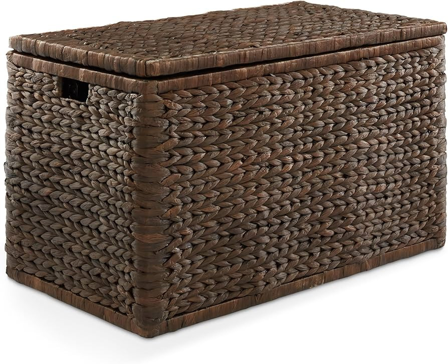 Casafield 30" Storage Chest with Lid, Handles, Safety Hinge - Espresso Dark Brown, Hyacinth Wicke... | Amazon (US)