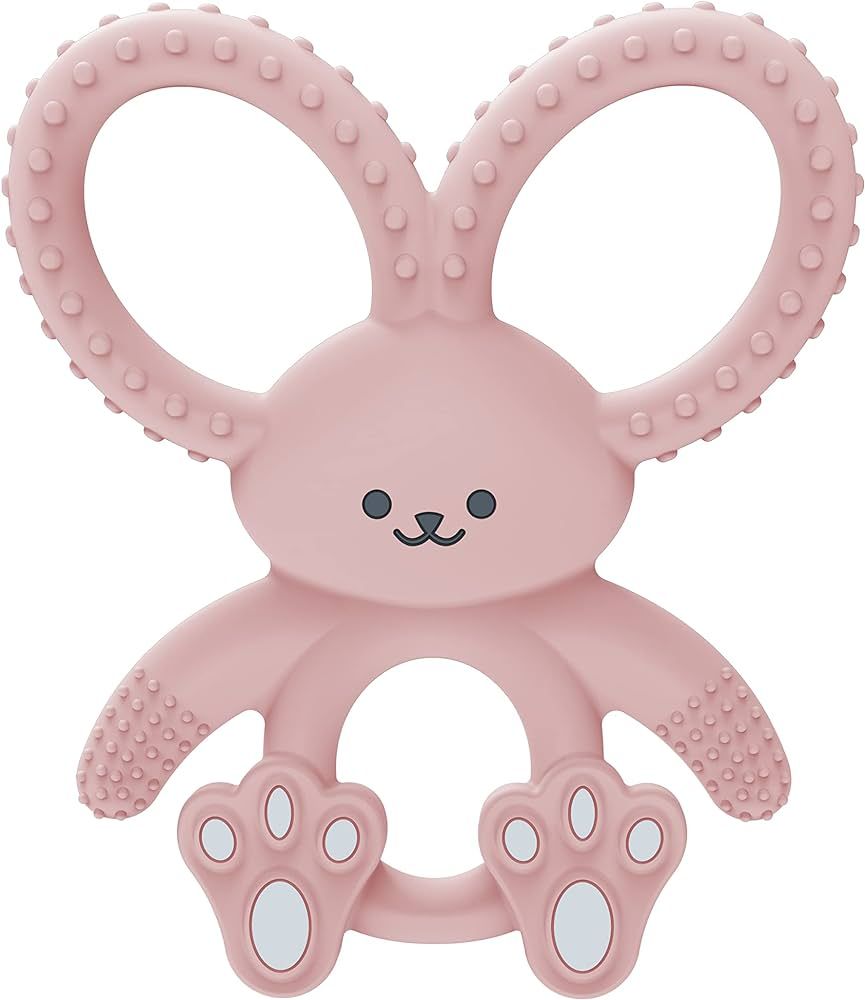 Dr. Brown's Flexees Pink Bunny, Soft 100% Silicone Baby Teether, BPA Free, 3m+ | Amazon (US)