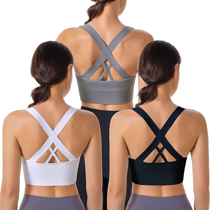 Evercute Sports Bra for Women Padded Medium Support Criss Cross Strappy Bras Seamless High Impact... | Amazon (US)