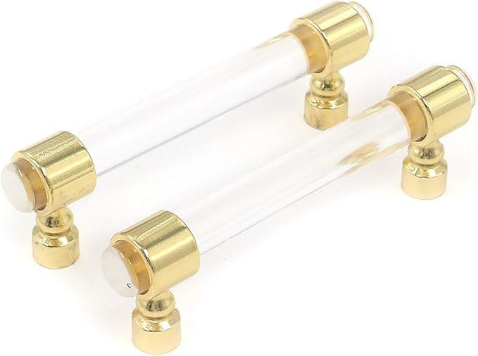 Clear Pull Handles Karcy Door Pull Handle Acrylic Center to Center 96mm/3.8" Gold Transparent Set... | Amazon (US)