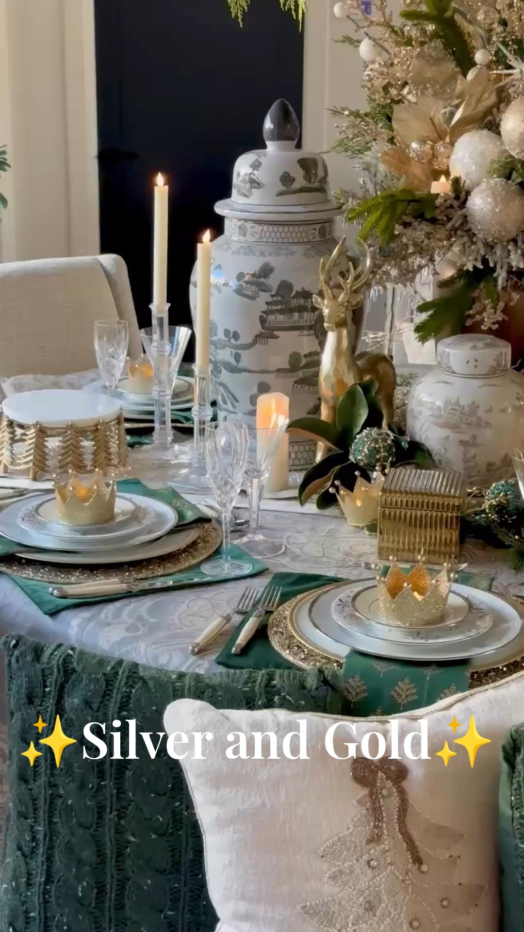 Ralph Lauren inspired Christmas decorations.✨ Chinoiserie ginger jars, golds and mixes of patterns make for this gorgeous holiday table ✨🎄Gold crowns from Target are the perfect accent.
#ltkchristmasdecor #ltktable 

 #LTKHoliday #LTKSeasonal #LTKHome