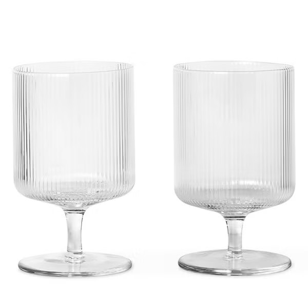 Ferm Living Ripple Wine Glasses - Clear (Set of 2) | Coggles (Global)