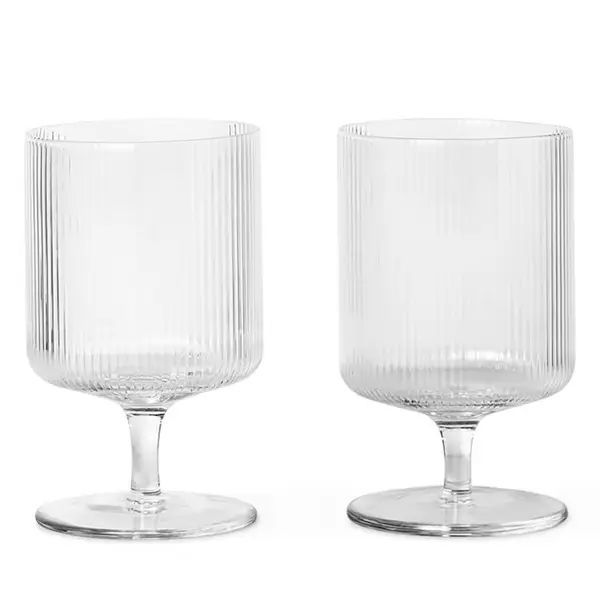 Ferm Living Ripple Wine Glasses - Clear (Set of 2) | Coggles (Global)