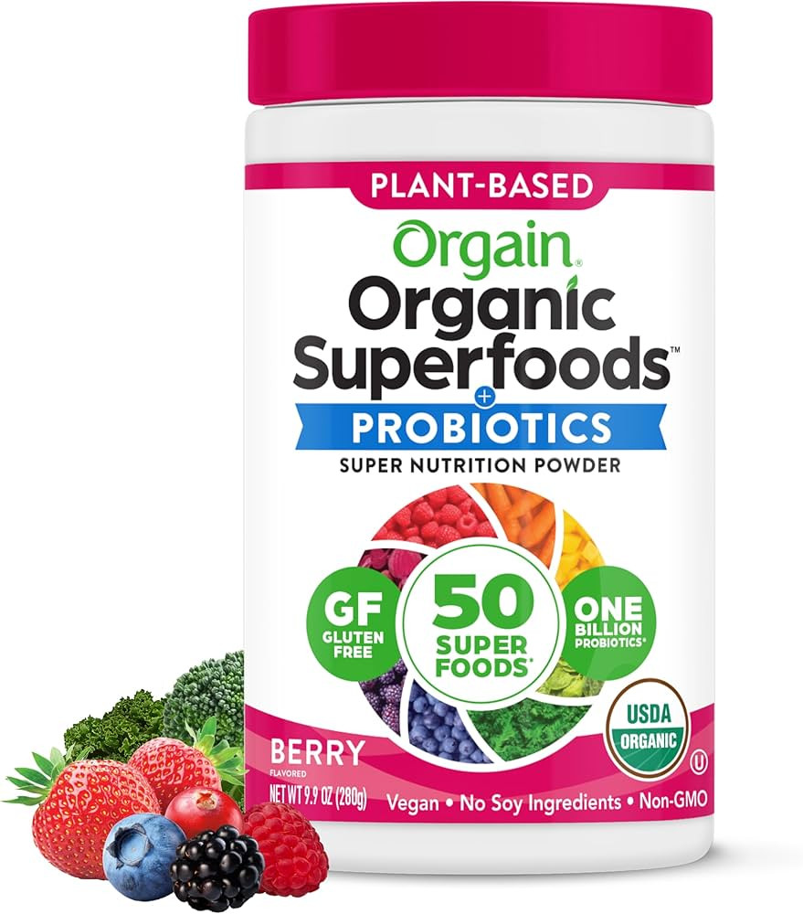 Orgain Organic Greens Powder + 50 Superfoods, Berry - 1 Billion Probiotics for Digestive Health, ... | Amazon (US)