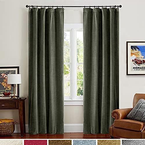 Lazzzy Blackout Velvet Curtains Green Light Blocking Thermal Insulated Drapes for Bedroom Living ... | Amazon (US)