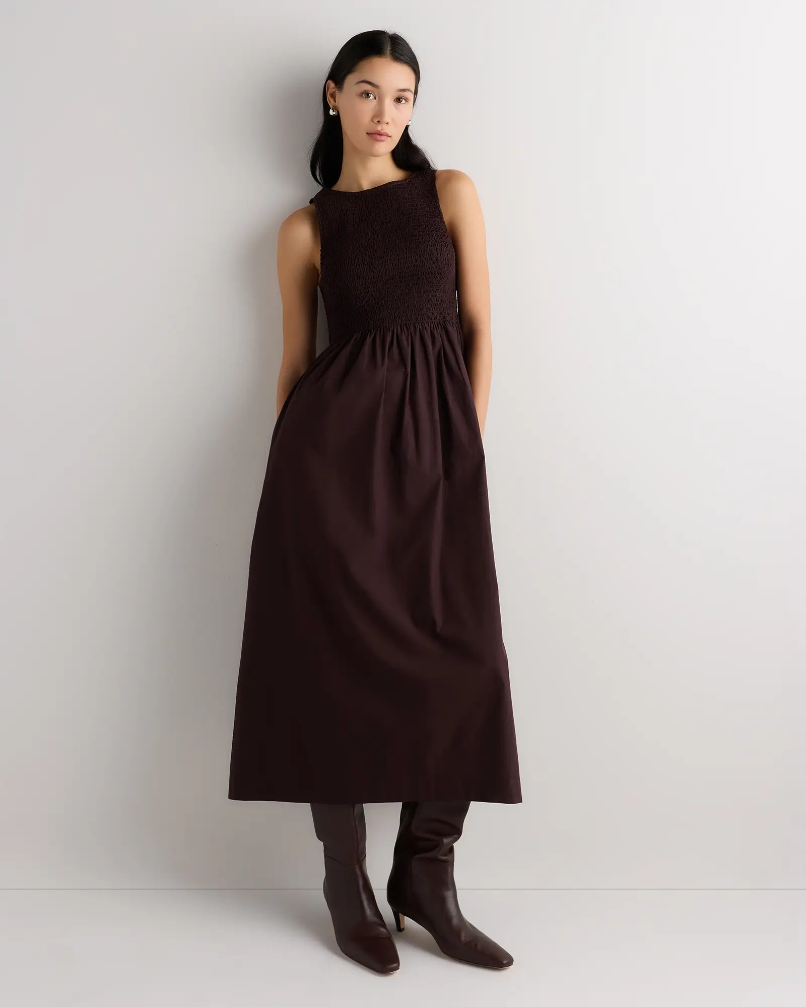 100% Organic Cotton Poplin Boatneck Maxi Dress | Quince