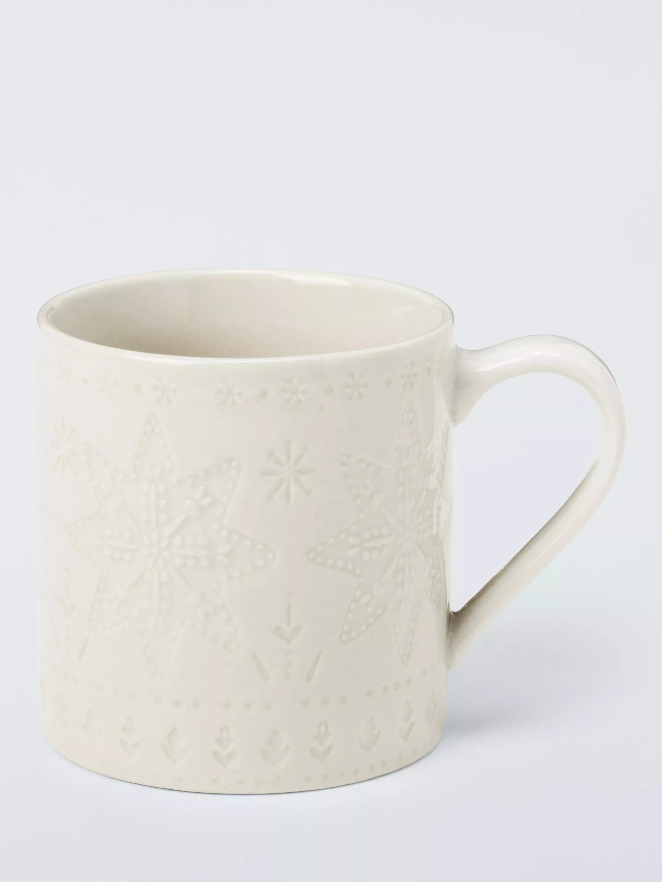 John Lewis Debossed Star Stoneware Mug, 350ml, White | John Lewis (UK)