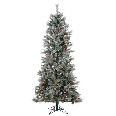 7' Frosted Berry Pine Christmas Tree with 250 Clear Lights | Wayfair North America
