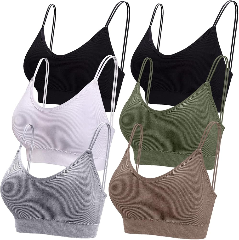 BQTQ 6 Pcs V Neck Bralettes for Women Padded Bralette with Straps Seamless Bra | Amazon (US)