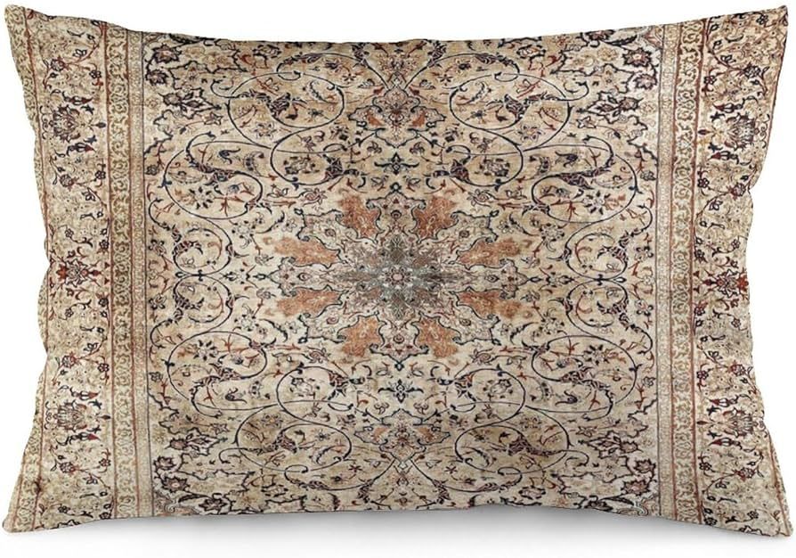 Silk Esfahan Persian Carpet Print 28 Throw Pillow Cover 12"x20" Soft Velvet Decorative Throw Pill... | Amazon (US)
