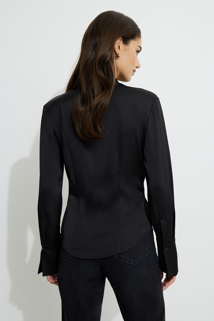 Eva Cinched Satin Shirt | Dynamite Clothing