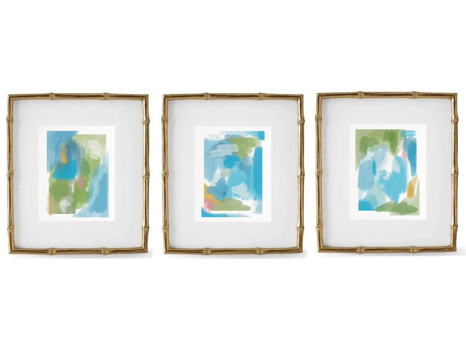 Blue Green Preppy Watercolor Brush Stroke Abstract Art Piece Set of 3 Blue Green Printable Art Wa... | Etsy (US)