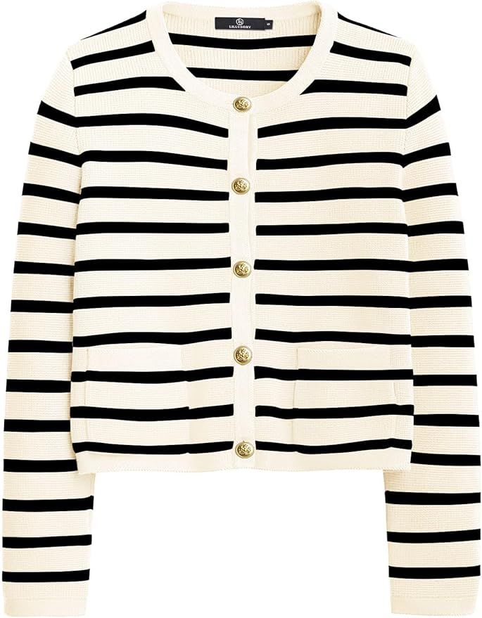 LILLUSORY Women's Cardigan Sweaters 2023 Open Front Long Sleeve Button Down Cashmere Knitted Jack... | Amazon (US)